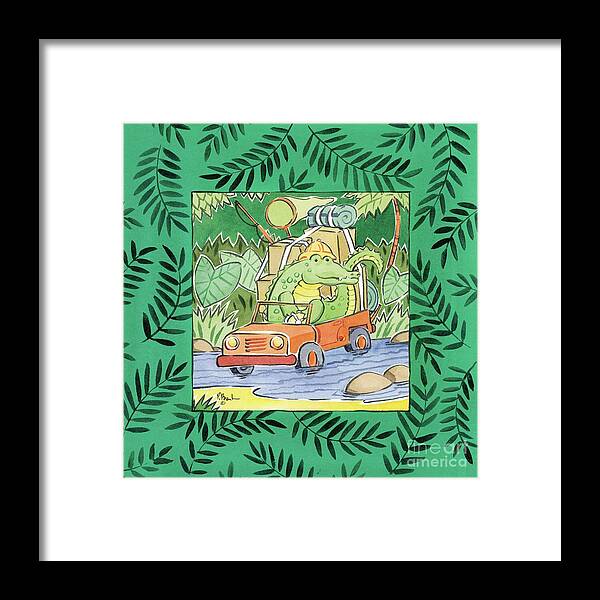 Watercolor Framed Print featuring the painting Safari Crocodile by Paul Brent