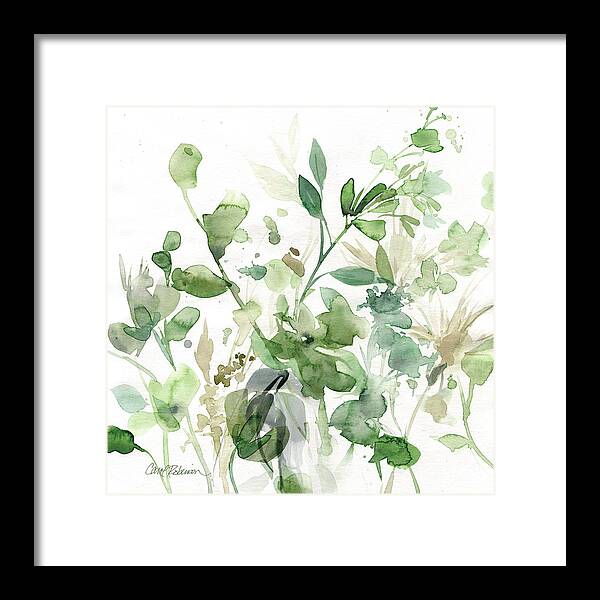 Greens Watercolor Garden Foliage Leaves Contemporary Framed Print featuring the painting Sage Garden 1 by Carol Robinson