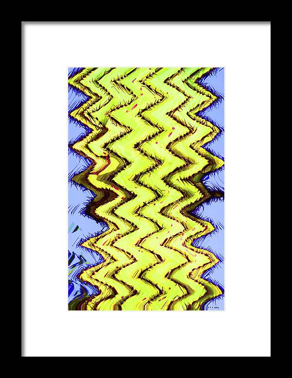 Saguaro Skin Yellow Abstract With Thorns Framed Print featuring the digital art Saguaro Skin Yellow Abstract With Thorns by Tom Janca