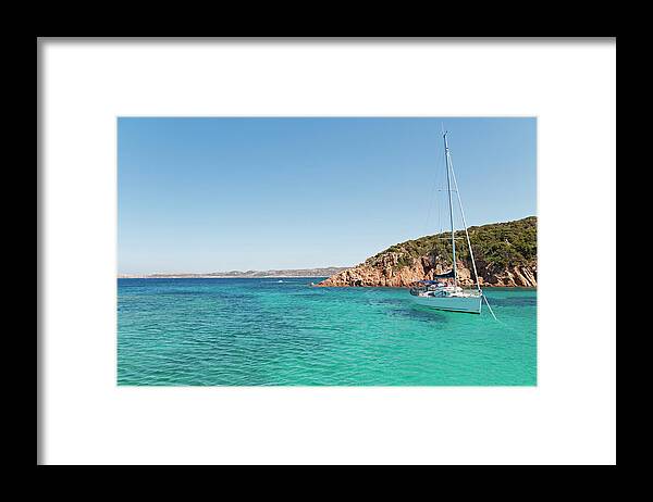 Scenics Framed Print featuring the photograph Sailboat On Crystal Water by Andeva