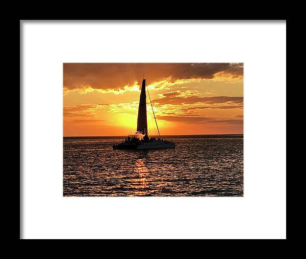 Beach Framed Print featuring the photograph Sailboat Silhouette Sunset in Captiva Island Florida 2019 by Shelly Tschupp
