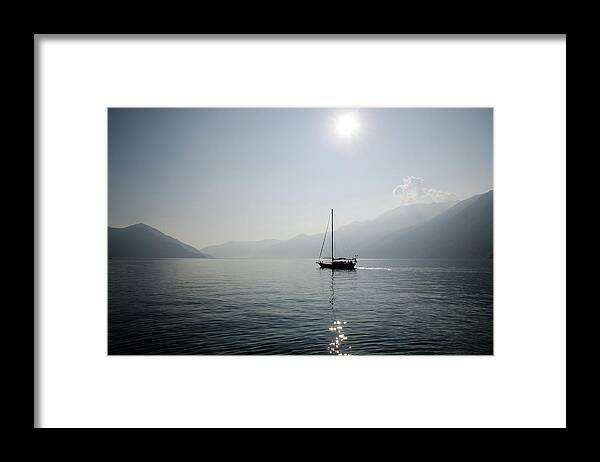 Sailboat Framed Print featuring the photograph Sailing Boat In Alpine Lake by Mats Silvan