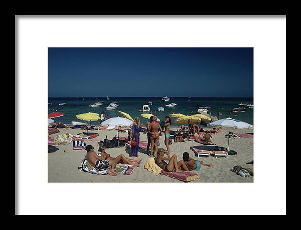 People Framed Print featuring the photograph Saint-tropez Beach by Slim Aarons