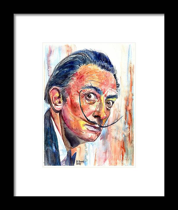 Salvador Framed Print featuring the painting Salvador Dali portrait by Suzann Sines