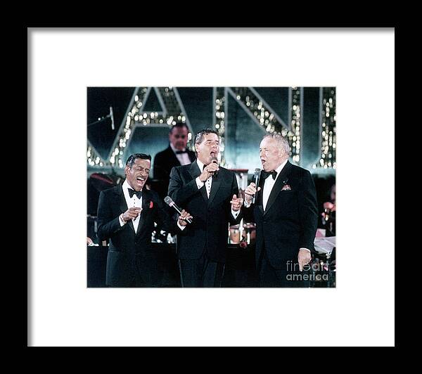 Singer Framed Print featuring the photograph Sammy Davis Jr. Sings With Jerry Lewis by Bettmann