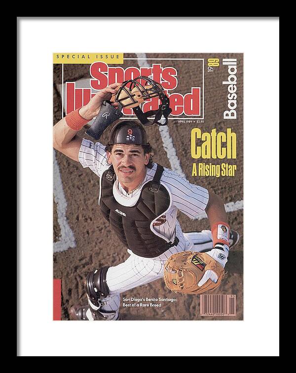 1980-1989 Framed Print featuring the photograph San Diego Padres Benito Santiago, 1989 Mlb Baseball Preview Sports Illustrated Cover by Sports Illustrated