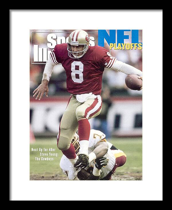 Magazine Cover Framed Print featuring the photograph San Francisco 49ers Qb Steve Young, 1993 Nfc Divisional Sports Illustrated Cover by Sports Illustrated