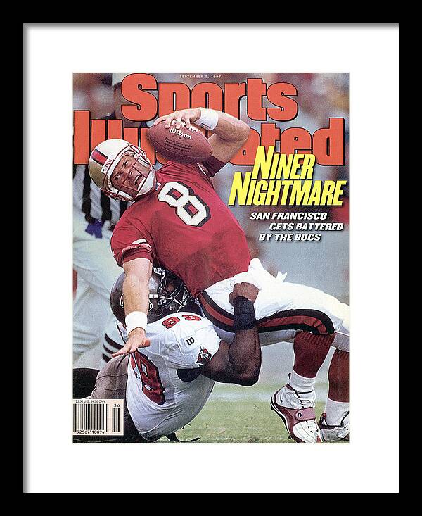 Magazine Cover Framed Print featuring the photograph San Francisco 49ers Qb Steve Young... Sports Illustrated Cover by Sports Illustrated