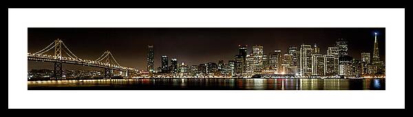 Panoramic Framed Print featuring the photograph San Francisco At Night by Alex Sotelo