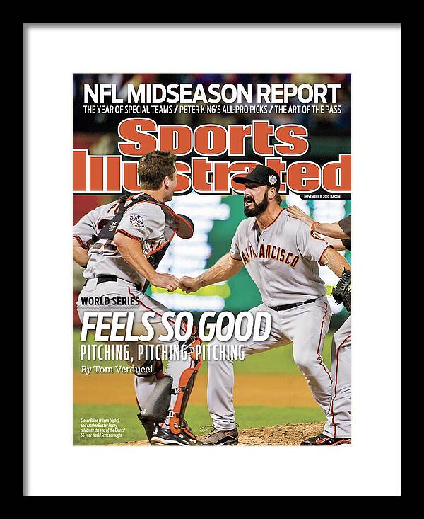 American League Baseball Framed Print featuring the photograph San Francisco Giants V Texas Rangers, Game 5 Sports Illustrated Cover by Sports Illustrated
