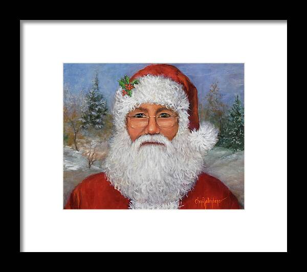 Santa Claus Framed Print featuring the painting Santa Claus Jerry by Cheri Wollenberg