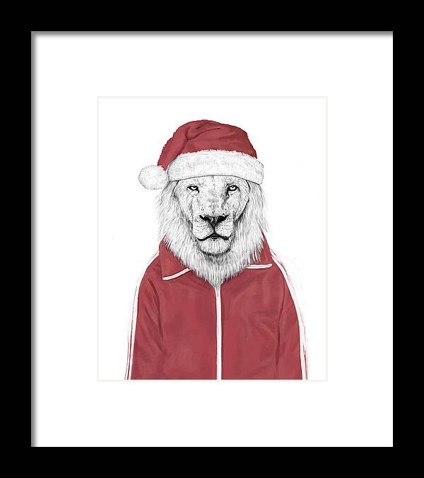 Lion Framed Print featuring the mixed media Santa lion by Balazs Solti