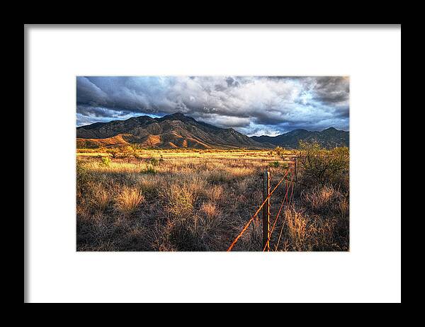 Santa Rita Mountains Framed Print featuring the photograph Santa Ritas at last light, winter by Chance Kafka