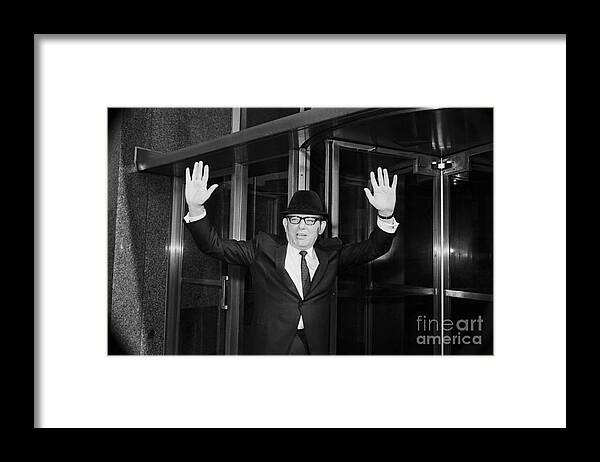 People Framed Print featuring the photograph Santo Trafficante Entering Criminal by Bettmann