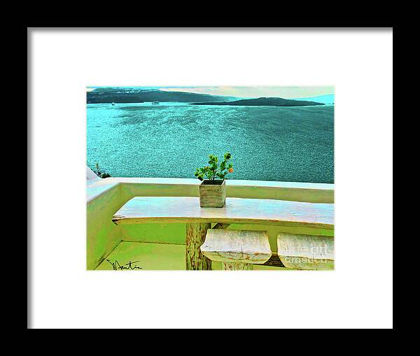 Volcanic Islands Framed Print featuring the digital art Santorini by Art Mantia