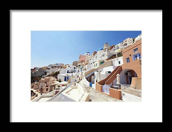 Steps Framed Print featuring the photograph Santorini, Churches And Houses by Richmatts