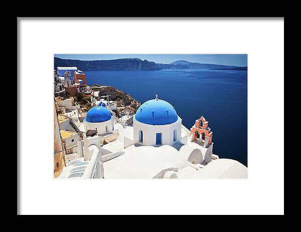 Steps Framed Print featuring the photograph Santorini Famous Church by Mbbirdy