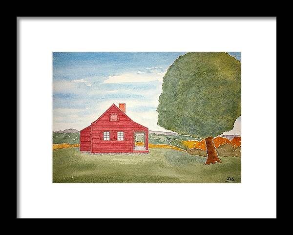 Watercolor Framed Print featuring the painting Saratoga Farmhouse Lore by John Klobucher