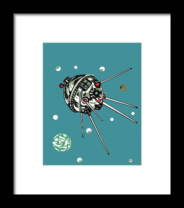 Android Framed Print featuring the drawing Satellite in Outer Space by CSA Images