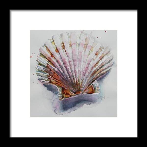 Face Masks Framed Print featuring the painting Scallop Seashell by Tracy Male