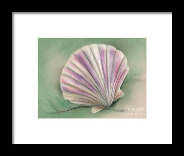 Still Life Framed Print featuring the painting Scallop Shell with Pine Twigs by MM Anderson
