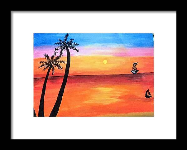 Canvas Framed Print featuring the painting Scenary by Aswini Moraikat Surendran