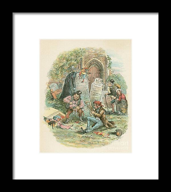 Engraving Framed Print featuring the drawing Scene From The Old Curiosity Shop by Print Collector