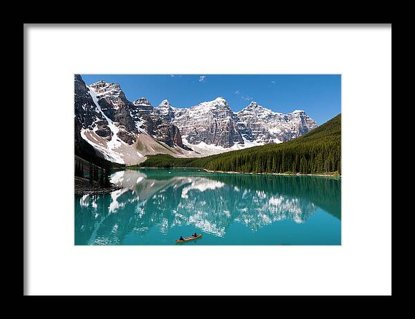 Scenics Framed Print featuring the photograph Scenic View Of Moraine Lake On A Summer by Ginevre