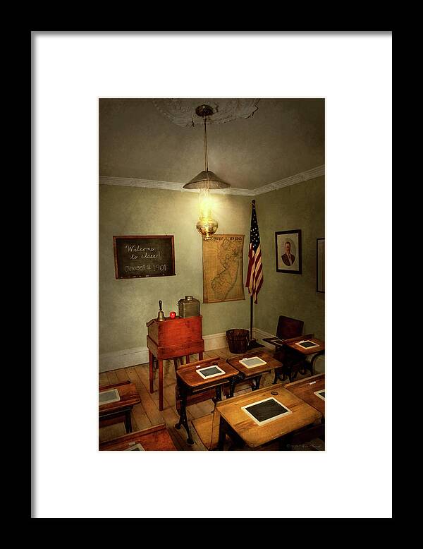 School Framed Print featuring the photograph School - Classroom - Welcome to class by Mike Savad