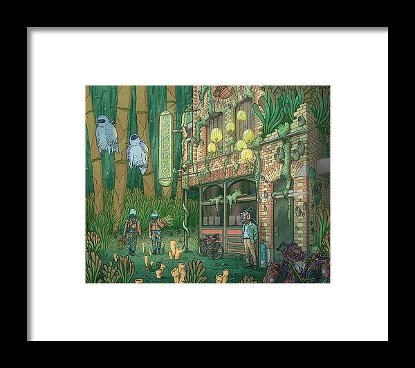 Illustration Framed Print featuring the digital art Schubas Tied House by EvanArt - Evan Miller