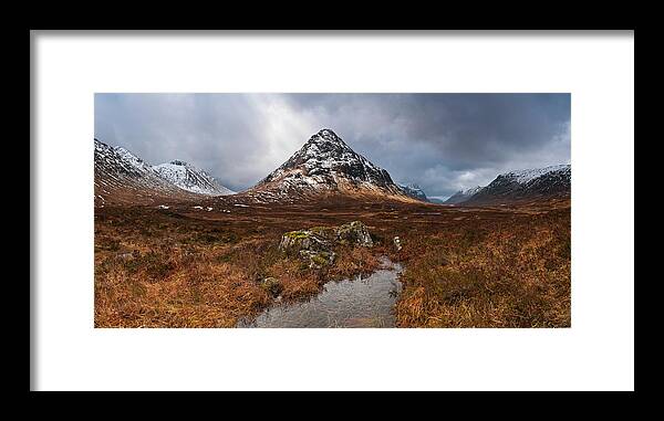 Scenics Framed Print featuring the photograph Scotland Glencoe Dramatic Sunlight by Fotovoyager