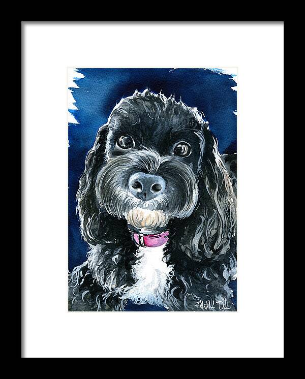 Cavoodle Framed Print featuring the painting Scout - Cavoodle Dog Painting by Dora Hathazi Mendes