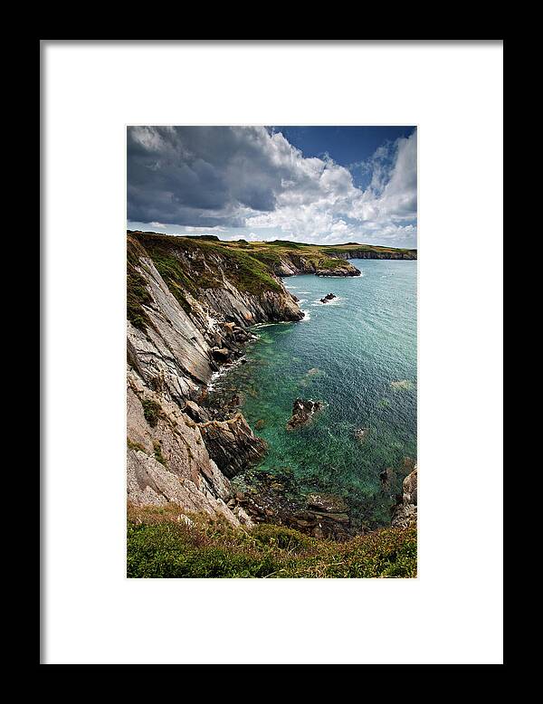 Scenics Framed Print featuring the photograph Sea Cliffs On The Pembrokeshire Coast by Michael Roberts