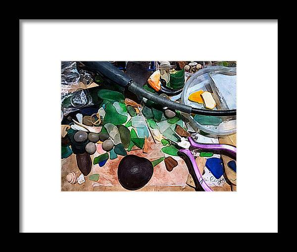 Brushstroke Framed Print featuring the photograph Sea Glass Sones and Pliers by Jori Reijonen