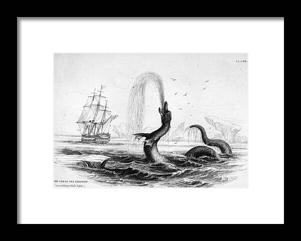 Norwegian Culture Framed Print featuring the digital art Sea Serpent by Hulton Archive