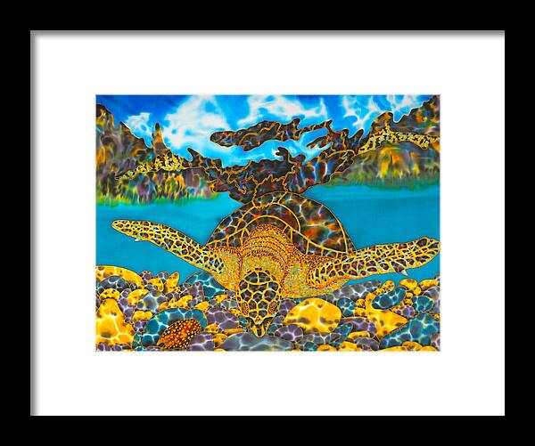 Sea Turtle Framed Print featuring the painting Sea Turtle and Atlantic Cowrie Shell by Daniel Jean-Baptiste