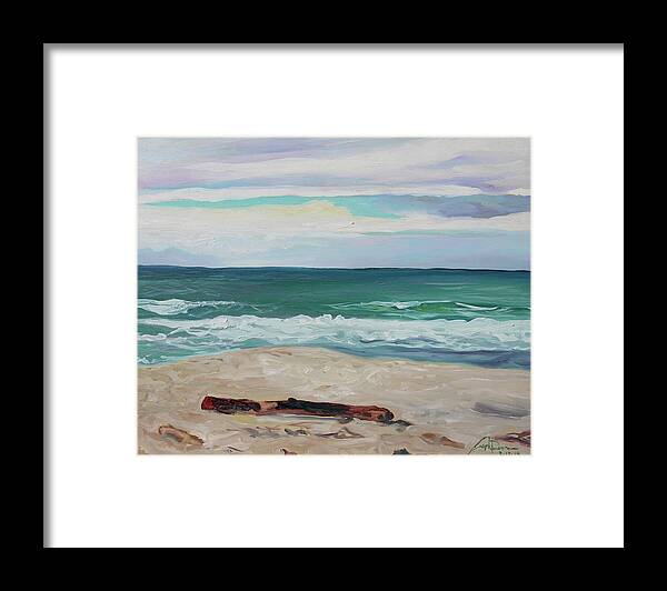 Seabright Framed Print featuring the painting Seabright Beach CA by Joseph Demaree