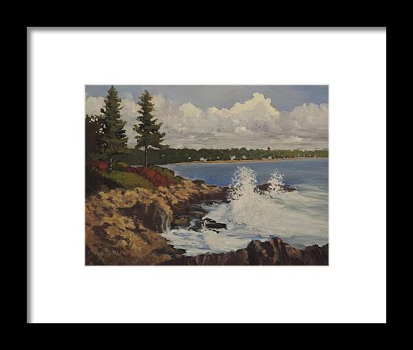 Seacoast Pines Framed Print featuring the painting Seacoast Pines by Bill Tomsa