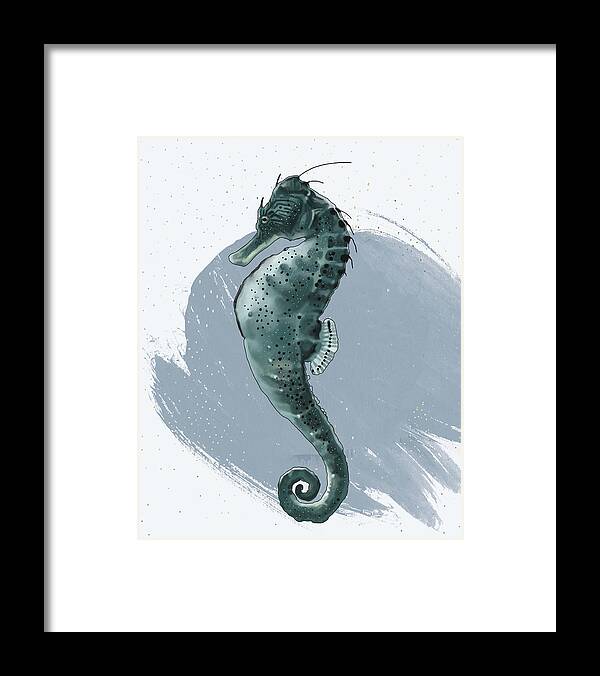 Sea Framed Print featuring the mixed media Seahorse by Lucca Sheppard