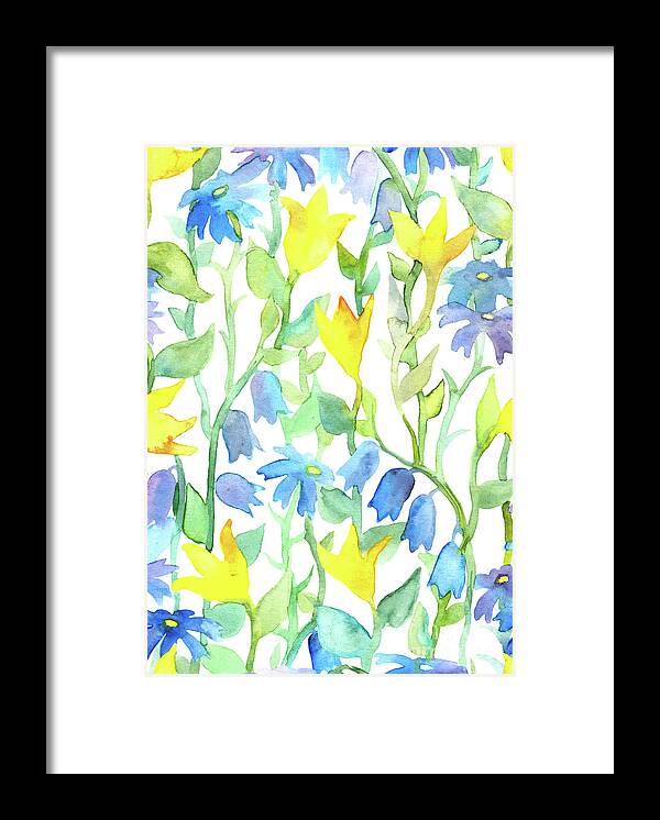 Watercolor Painting Framed Print featuring the digital art Seamless Pattern - Naive Hand Painted by Zzorik