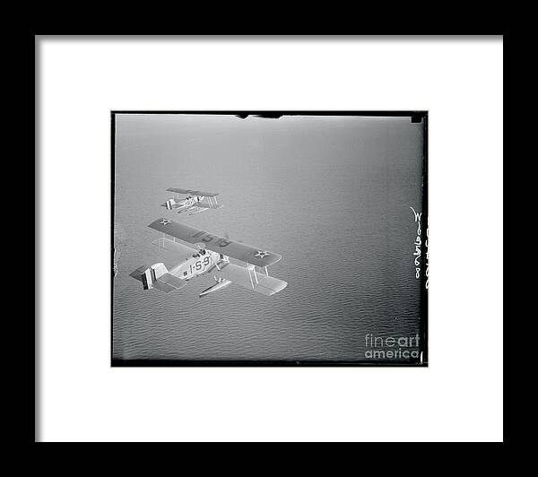 Military Airplane Framed Print featuring the photograph Seaplanes In Flight by Bettmann
