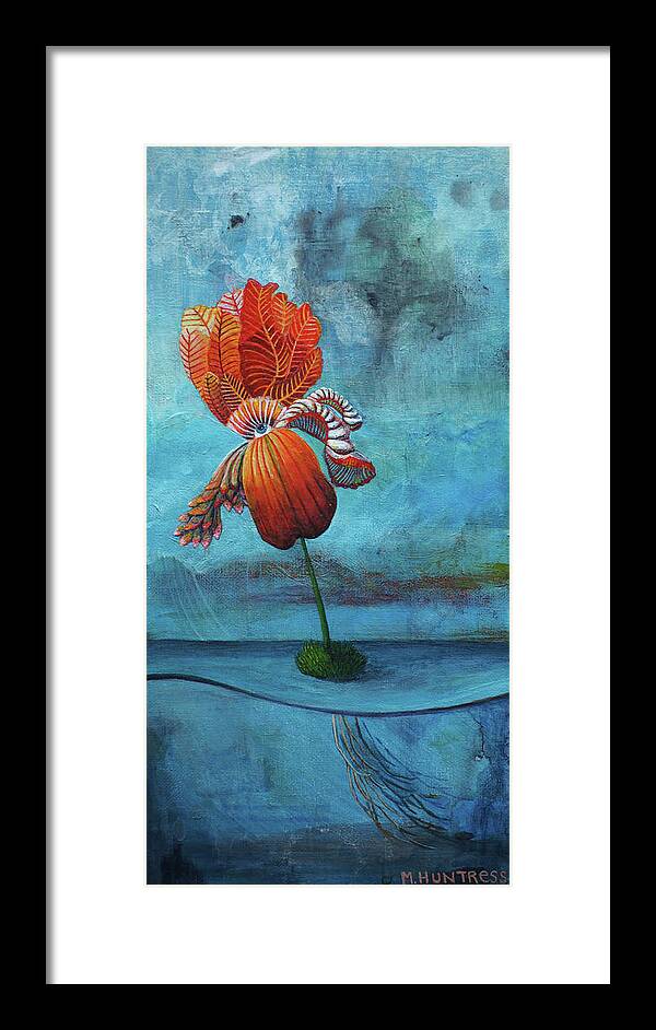 Surrealism Framed Print featuring the painting Searching for Solid Ground by Mindy Huntress