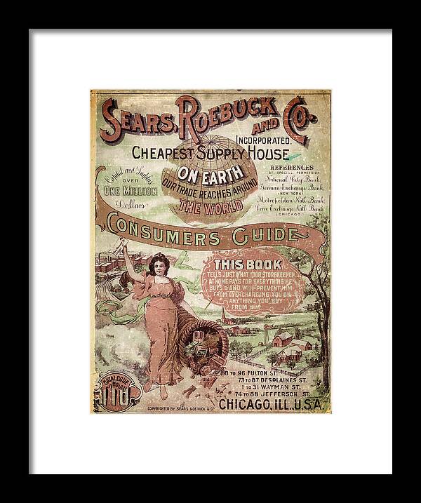 Sears And Roebuck Poster Framed Print featuring the digital art Sears and Roebuck Poster by Carlos Diaz