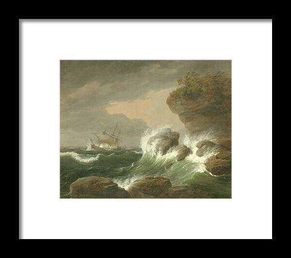 Seascape Framed Print featuring the painting Seascape, 1835 by Thomas Birch