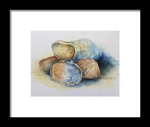 Seashells Framed Print featuring the painting Seashells by Lael Rutherford