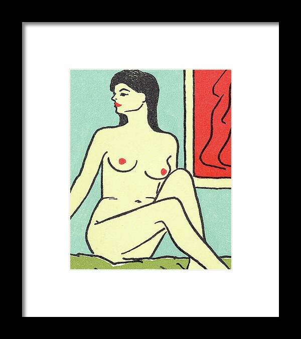 Adult Framed Print featuring the drawing Seated Nude Woman by CSA Images
