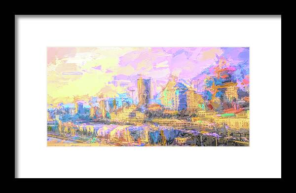 Seattle Framed Print featuring the photograph Seattle Skyline Abstract by Cathy Anderson