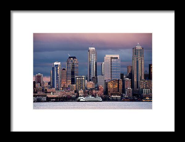 Ferry Framed Print featuring the photograph Seattle Sunset by Edmund Lowe Photography