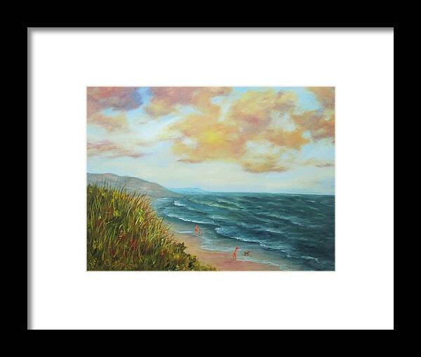 Seascape Framed Print featuring the painting Secluded Beach by Roseann Gilmore