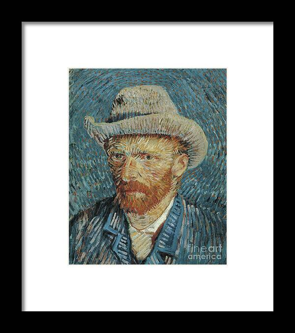 Self Portrait With Felt Hat Framed Print featuring the painting Self Portrait with Felt Hat, 1887-88 by Vincent Van Gogh